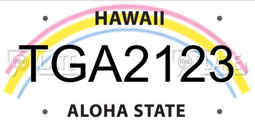 TGA2123 Hawaii License Plate