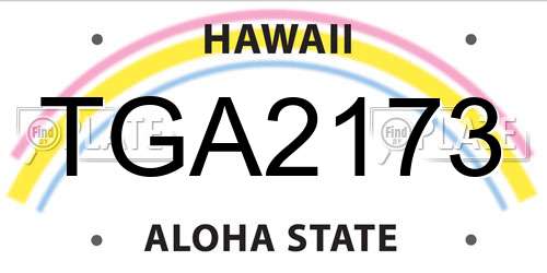 TGA2173 Hawaii License Plate