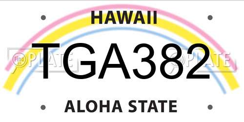 TGA382 Hawaii License Plate
