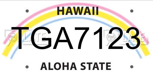 TGA7123 Hawaii License Plate