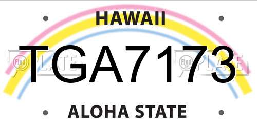 TGA7173 Hawaii License Plate
