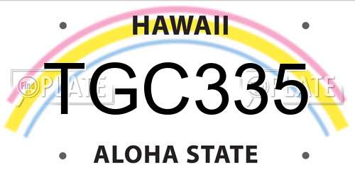 TGC335 Hawaii License Plate
