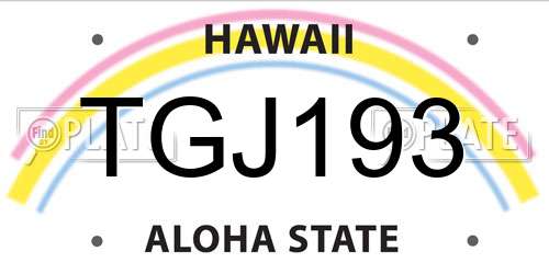 TGJ193 Hawaii License Plate