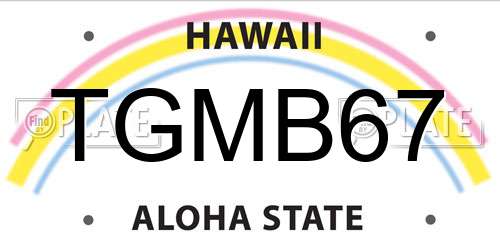 TGMB67 Hawaii License Plate
