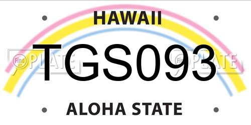 TGS093 Hawaii License Plate