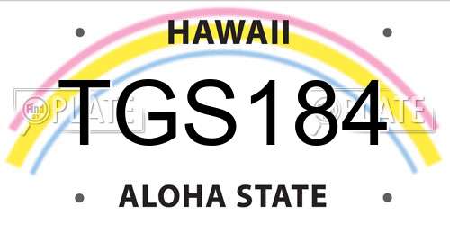 TGS184 Hawaii License Plate