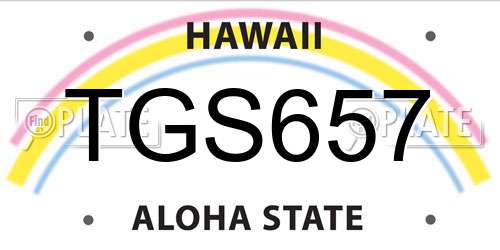 TGS657 Hawaii License Plate