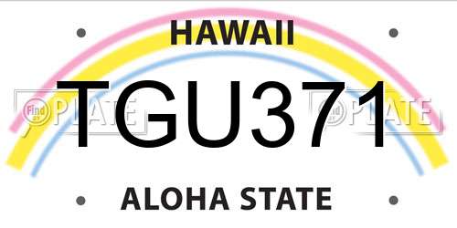 TGU371 Hawaii License Plate