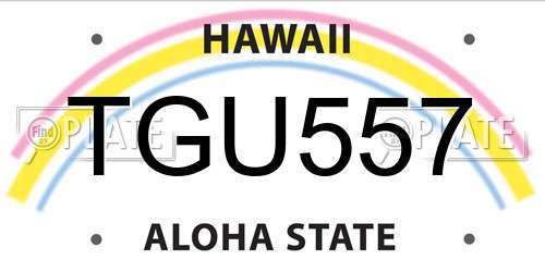 TGU557 Hawaii License Plate