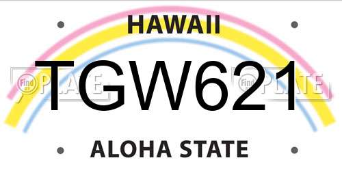 TGW621 Hawaii License Plate
