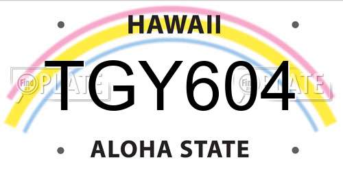 TGY604 Hawaii License Plate