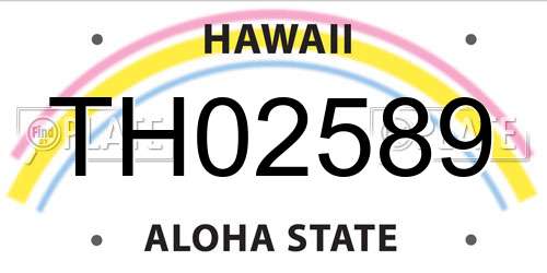 TH02589 Hawaii License Plate