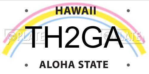 TH2GA Hawaii License Plate