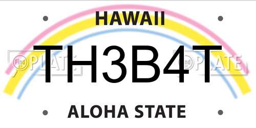 TH3B4T Hawaii License Plate