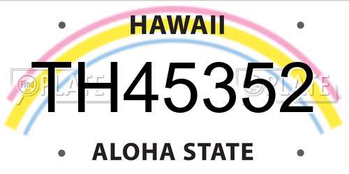 TH45352 Hawaii License Plate