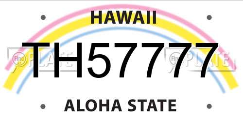 TH57777 Hawaii License Plate