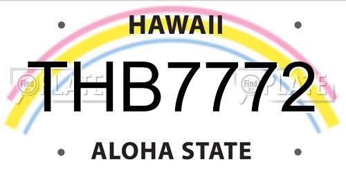 THB7772 Hawaii License Plate