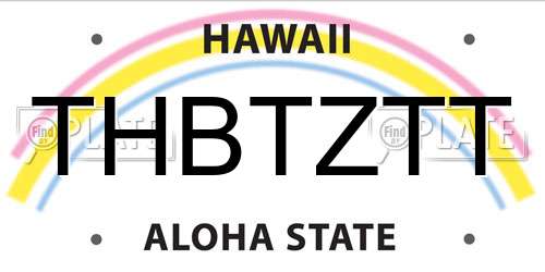 THBTZTT Hawaii License Plate