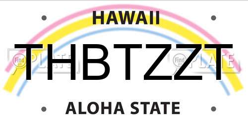 THBTZZT Hawaii License Plate