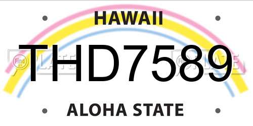THD7589 Hawaii License Plate