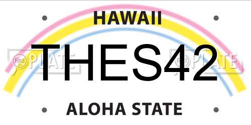 THES42 Hawaii License Plate