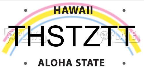 THSTZTT Hawaii License Plate
