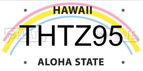 THTZ95 Hawaii License Plate