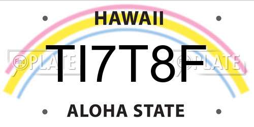 TI7T8F Hawaii License Plate