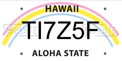 TI7Z5F Hawaii License Plate