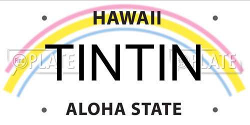 TINTIN Hawaii License Plate