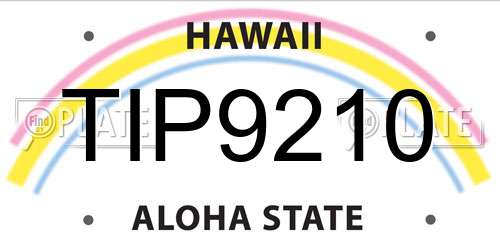 TIP9210 Hawaii License Plate