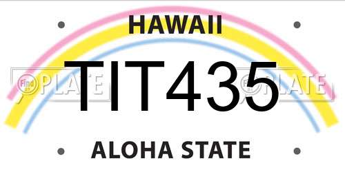 TIT435 Hawaii License Plate