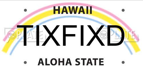 TIXFIXD Hawaii License Plate