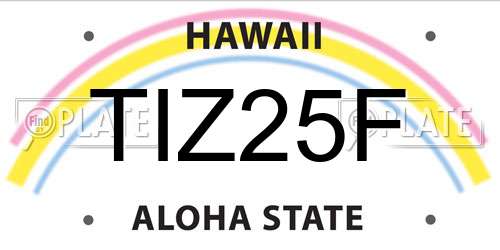 TIZ25F Hawaii License Plate