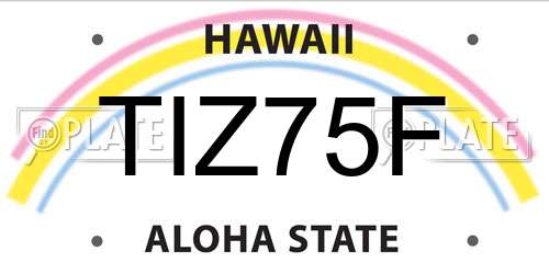 TIZ75F Hawaii License Plate