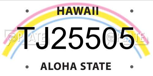 TJ25505 Hawaii License Plate