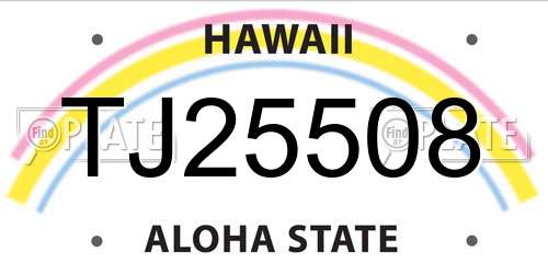 TJ25508 Hawaii License Plate
