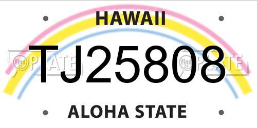 TJ25808 Hawaii License Plate