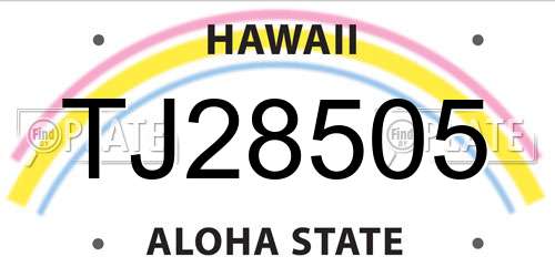 TJ28505 Hawaii License Plate