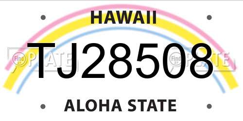 TJ28508 Hawaii License Plate