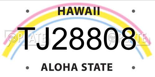 TJ28808 Hawaii License Plate