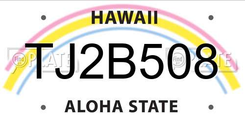 TJ2B508 Hawaii License Plate