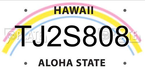TJ2S808 Hawaii License Plate
