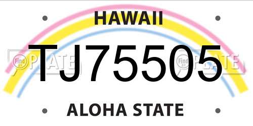 TJ75505 Hawaii License Plate