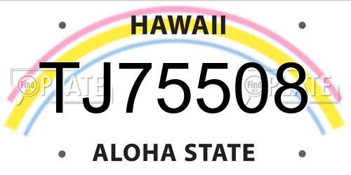 TJ75508 Hawaii License Plate