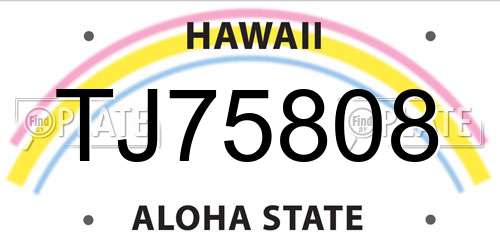 TJ75808 Hawaii License Plate