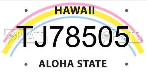 TJ78505 Hawaii License Plate
