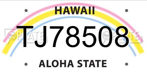 TJ78508 Hawaii License Plate