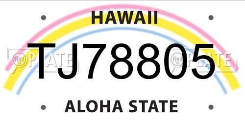 TJ78805 Hawaii License Plate