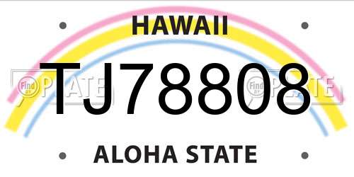 TJ78808 Hawaii License Plate